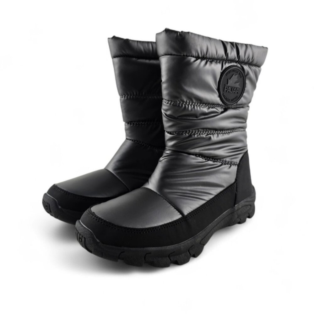 NIB Pajar Women's Tira Pewter Black Winter Waterproof Short Boots Side Zip Sz 6